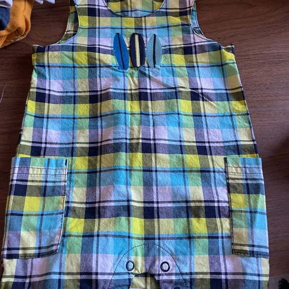 6 Month Carter’s Plaid Short Overalls w/ Turquoise Laughing Llama Polo - Picture 3 of 3